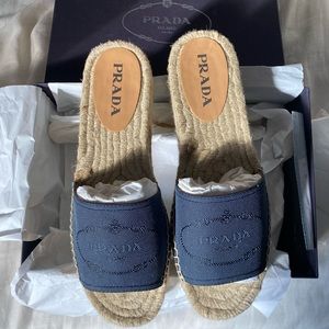 Brand New Prada Denim Espadrilles Sandals
